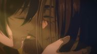 The swift death kiss of Eren and Mikasa (Image Source: MAPPA Studio)